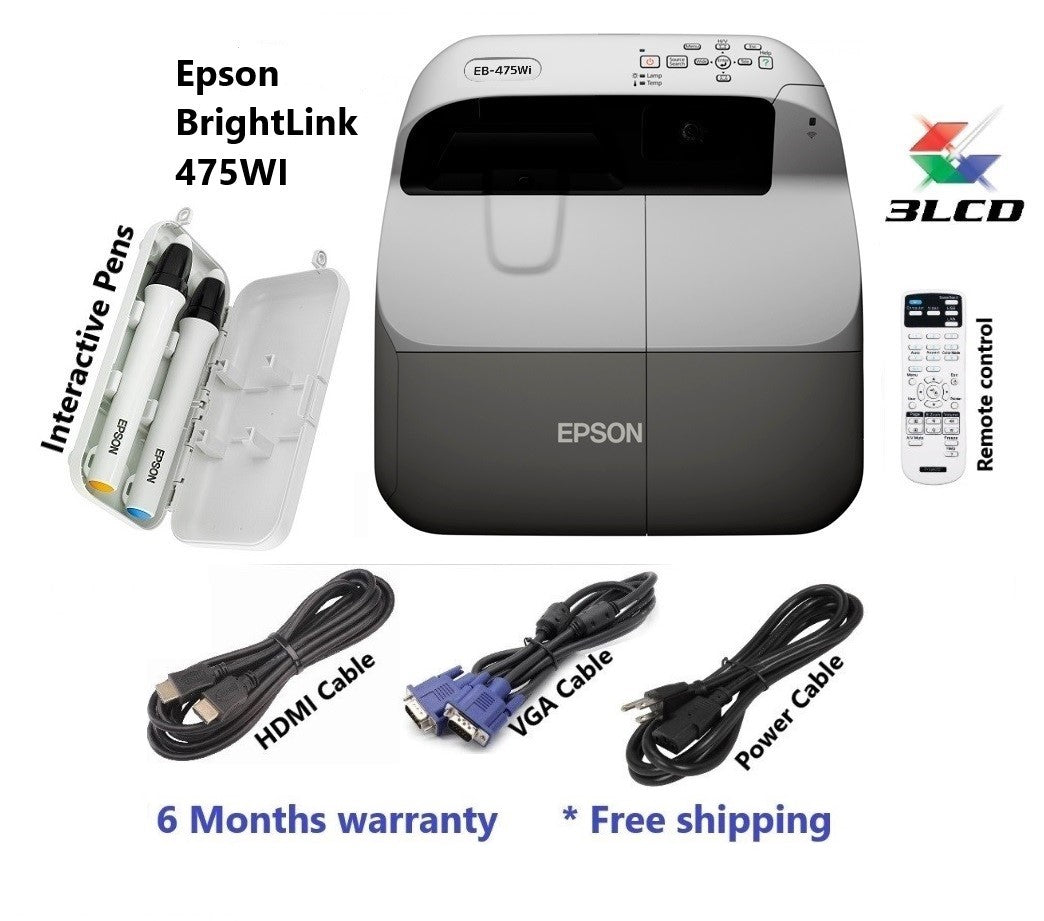 Epson Brightlink 475wi Ultra Short Throw Projector with wall mount (Refurbished)