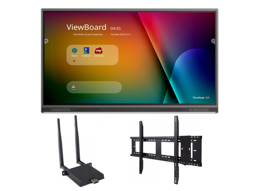 ViewSonic IFP7552-1C-E1 75 4K UHD Interactive Display with Integrated Microphone Bundle with Wall Mount